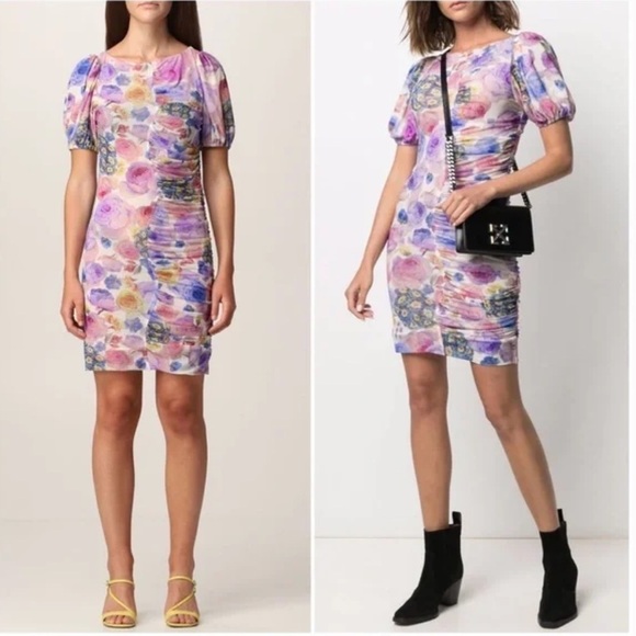 NEW Ganni Floral Mesh Body-Con Dress size 38 - Picture 1 of 16